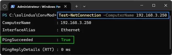 Résultat de ping automate connecté